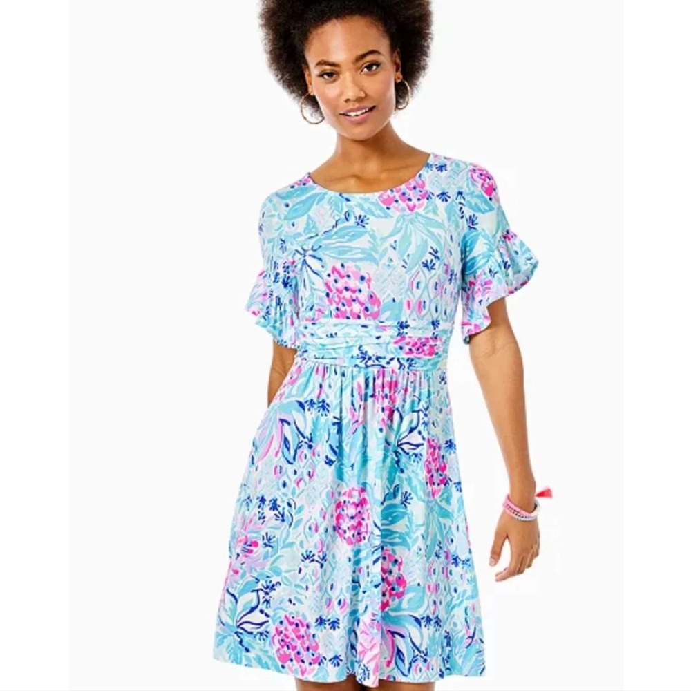 Lilly Pulitzer Riegan Zanzibar Blue Party Flare Dress | Size XS | NWOT | (TC)
